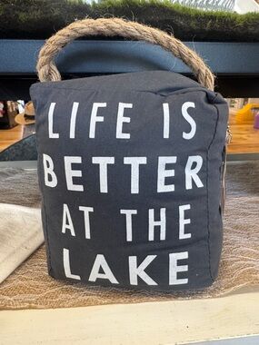 Blue 'Life Is Better at the Lake' Rope-Handle Doorstop